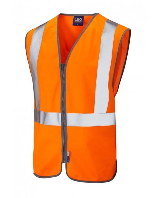 LEO WORKWEAR EGGESFORD ISO 20471 Cl 2 Railway Zip Waistcoat